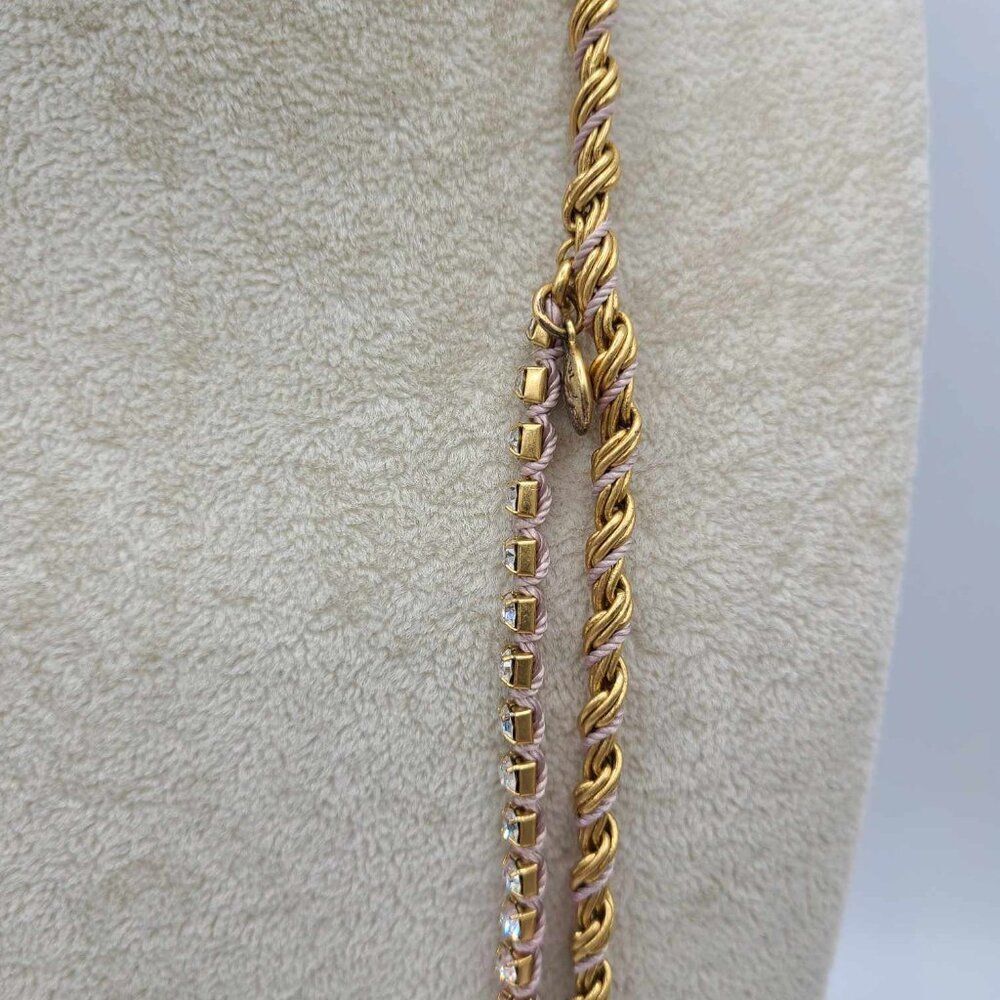 J Crew Gold Tone and Clear Crystal Double Rope Necklace NWOT! - Picture 9 of 11